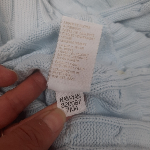 Tommy Hilfiger V-Neck Cable Knit Sweater Light Blue Size Medium‎ Women's D50 - Picture 10 of 12